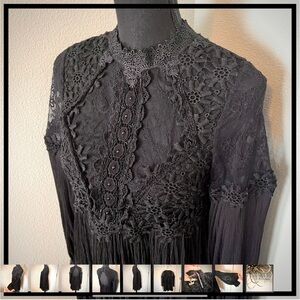 Free People Black Lace Dress Wednesday Adam’s vibes